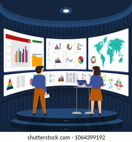 Dados digitais de análise de empresário de conceito de design plano. Ilustração vetorial