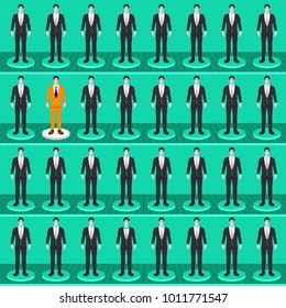 Flat design concept businessman different from other. get job human resource. Vector illustrate.