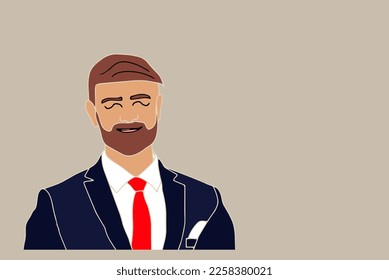Flat design concept of Businessman with different poses, working and presenting process gestures, actions and poses. Vector cartoon character design set. 