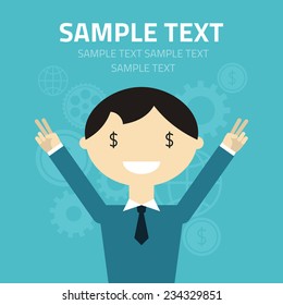 Flat design concept of businessman management or finance workflow theme
