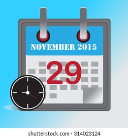 Flat Design Concept Calendar November 2015 Vector Illustration