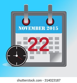 Flat Design Concept Calendar November 2015 Vector Illustration