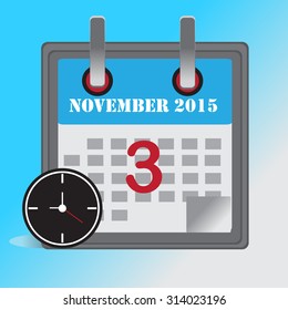 Flat Design Concept Calendar November 2015 Vector Illustration