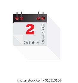 Flat Design Concept Calendar October 2015 Vector Illustration