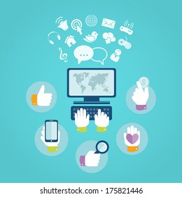 Flat design concept of computer and internet services