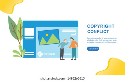 Flat design concept of copyright conflict Illustration for website or mobile website.
