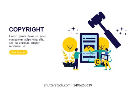 Flat design concept of copyright conflict Illustration for website or mobile website.
