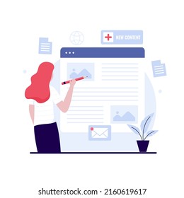 Flat design concept of create content. Illustration for websites, landing pages, mobile applications, posters and banners. Trendy flat vector illustration