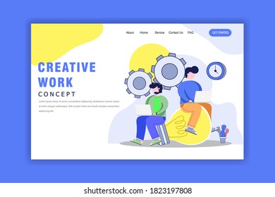 Flat Design Concept of Creative Work, Creative Idea. Vector Illustration Flat Design for Website, Banner and Business Presentation