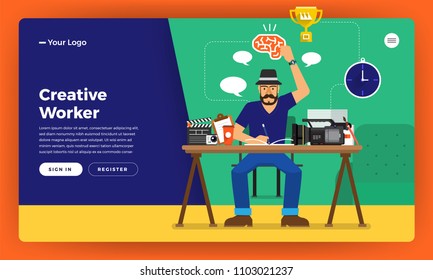 Flat design concept creative worker. Vector illustrate.