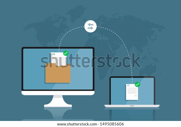 Flat Design Concept Data Transfer Exchange Stock Vector Royalty