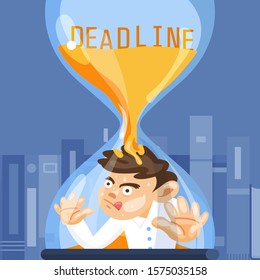 Flat design concept deadline. Businessman working on timeline less. Time management people. Vector illustrate.