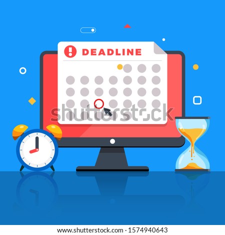 Flat design concept deadline. Businessman working on timeline less. Time management people. Vector illustrate.