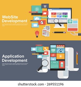 Flat design concept for development websites and apps