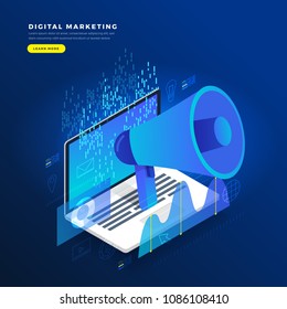 Flat design concept digital marketing advertising online platform analysis with graph , chart and infographic. Vector illustrations.