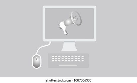 Flat design concept digital marketing advertising online platform analysis with computer and mouse