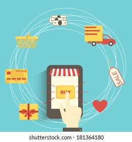 Flat design concept E-commerce vector.