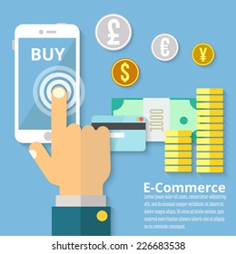 Flat design concept E-commerce vector. Online Shopping.
