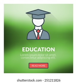 Flat design concept for education. Vector illustration with blurred background