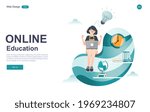 flat design concept of education for website and landing page template.Online education, training and courses, learning, Vector illustration.