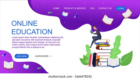 Flat design concept of education for website and landing page template.Online education Vector illustration.