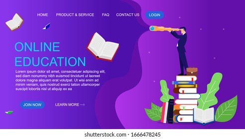 Flat design concept of education for website and landing page template.Online education Vector illustration.