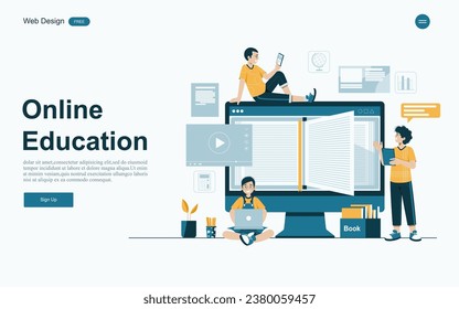 Flat design concept education for website and landing page template.Online education, training and courses, Vector