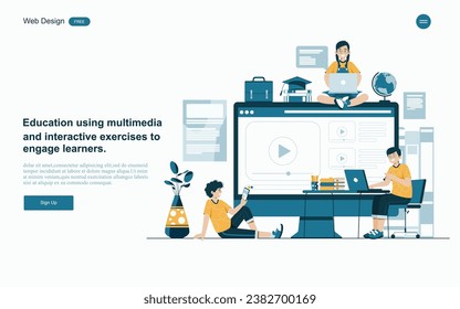 Flat design concept education for website and landing page template.Online education, training and courses, Vector