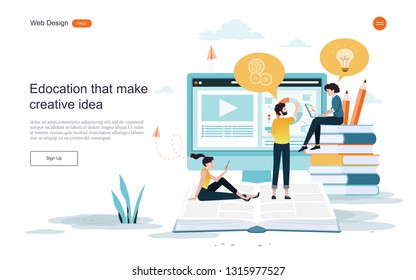 Flat design concept of education.Education and learning that creates creative ideas,training courses.Vector illustration.
