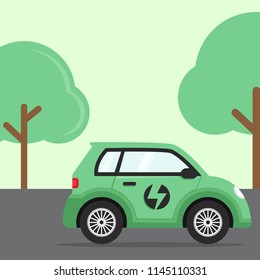 Flat design concept for electric cars, environmentally friendly