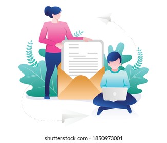 Concepto de diseño plano, campaña de correo electrónico y marketing