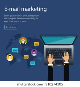 Flat design concept of  e-mail marketing vector illustration