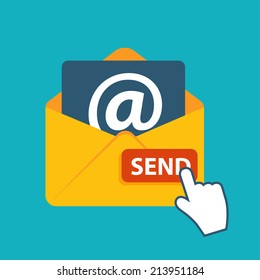 Flat Design Concept Email Send Icon Vector Illustration EPS10