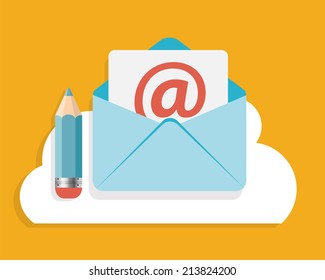 Flat Design Concept Email Write Icon Vector Illustration EPS10 