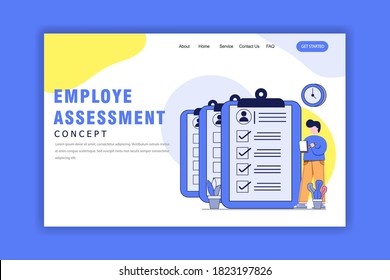 Flat Design Konzept der Landing Page für die Bewertung von Arbeitsplätzen