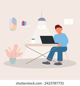 flat design concept freelance at home vector illustration webinar editing marketing 