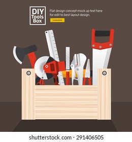 Flat design concept hand work tools box set.Vector illustrate.