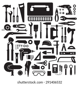 Flat design concept hand work tools box set.Vector illustrate.