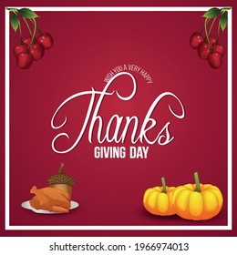 Flat design concept for happy thanksgiving day with creative vector illustration