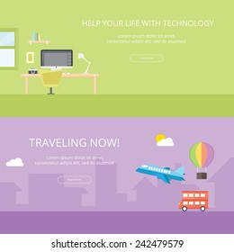 Flat Design Concept for Header Web or Banner Material