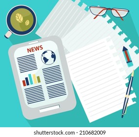 Flat design concept icons of business morning or lunch break, VECTOR