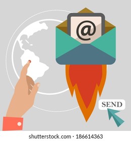 Flat design concept icons of hot mail