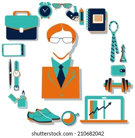 Flat design concept icons of Modern businessman, good for web and mobile services and apps design, seo, social media or internet advertising, VECTOR