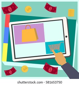 flat design concept icons for web services and apps. Icons for online shopping