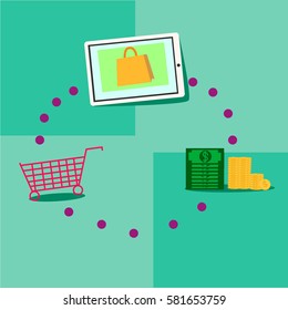 flat design concept icons for web services and apps. Icons for online shopping