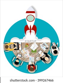 Flat design concept of Idea Startup and Business Startup. Flat design for Website Element ,Web Template , Web Banner , Book Cover and Corporate documents.