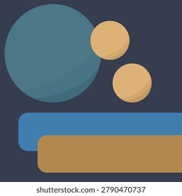 Flat design concept illustration created in a mobile drawing software, displaying a creative layout with abstract elements, color palettes, and digital design workspace.
