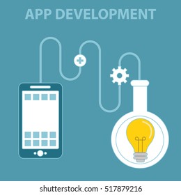 Flat Design Concept Illustration of Mobile Apps Development Process