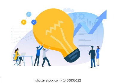 Flat design concept of innovative solutions, improvements. Vector illustration for website banner, marketing material, business presentation, online advertising.