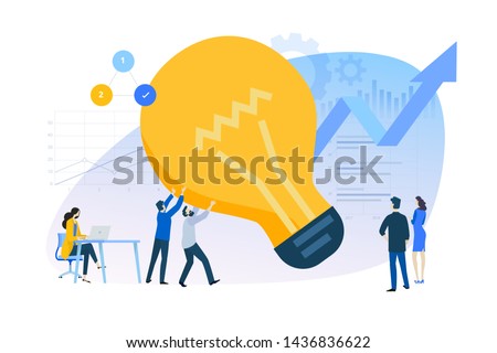 Flat design concept of innovative solutions, improvements. Vector illustration for website banner, marketing material, business presentation, online advertising.